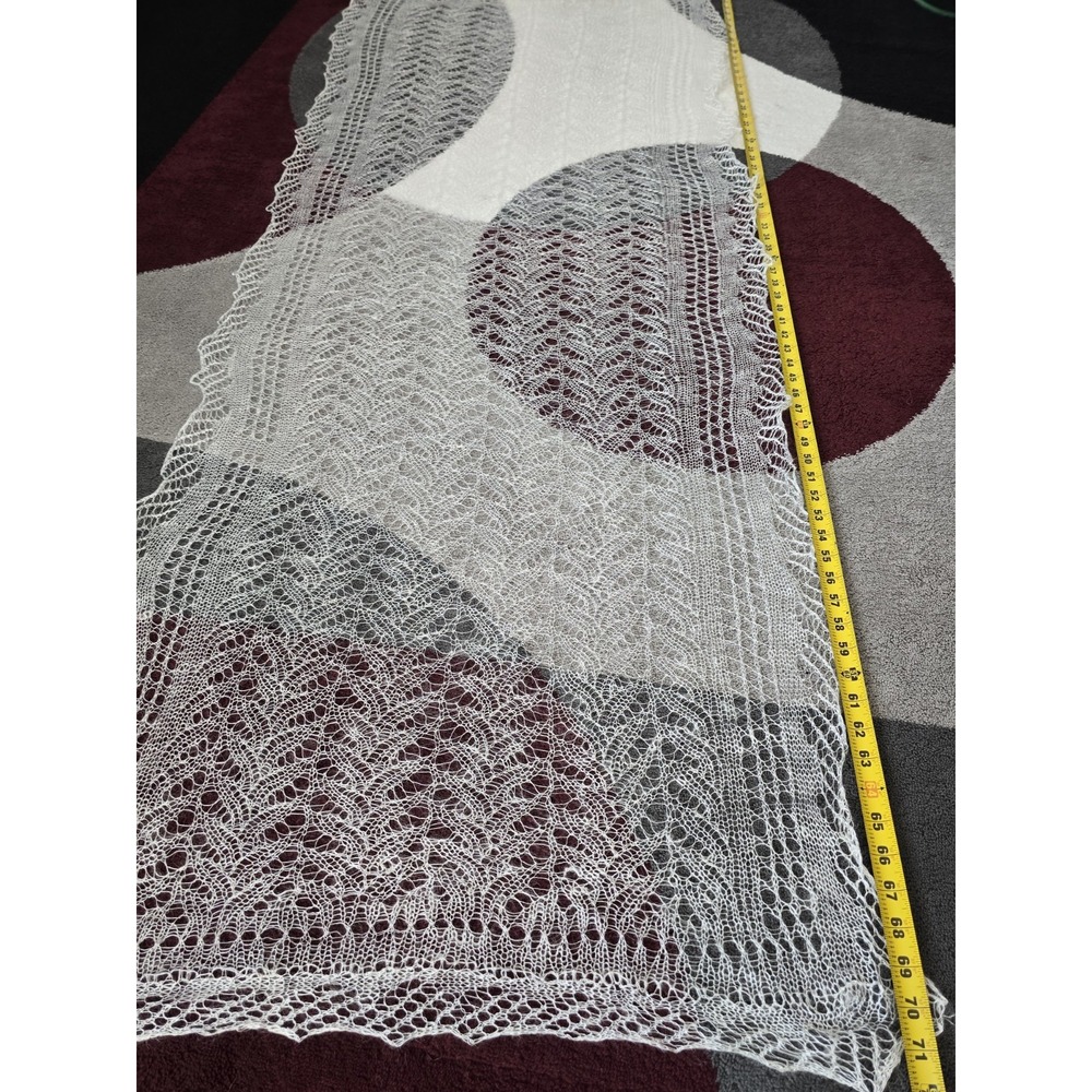 Handmade White Goatsdown Lace Shawl Lightweight Warm Wrap Scarf